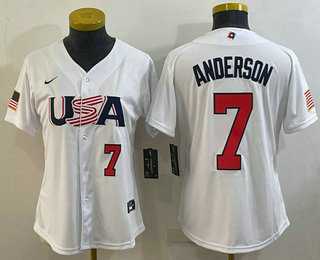 Womens USA Baseball #7 Tim Anderson Number 2023 White World Classic Stitched Jersey